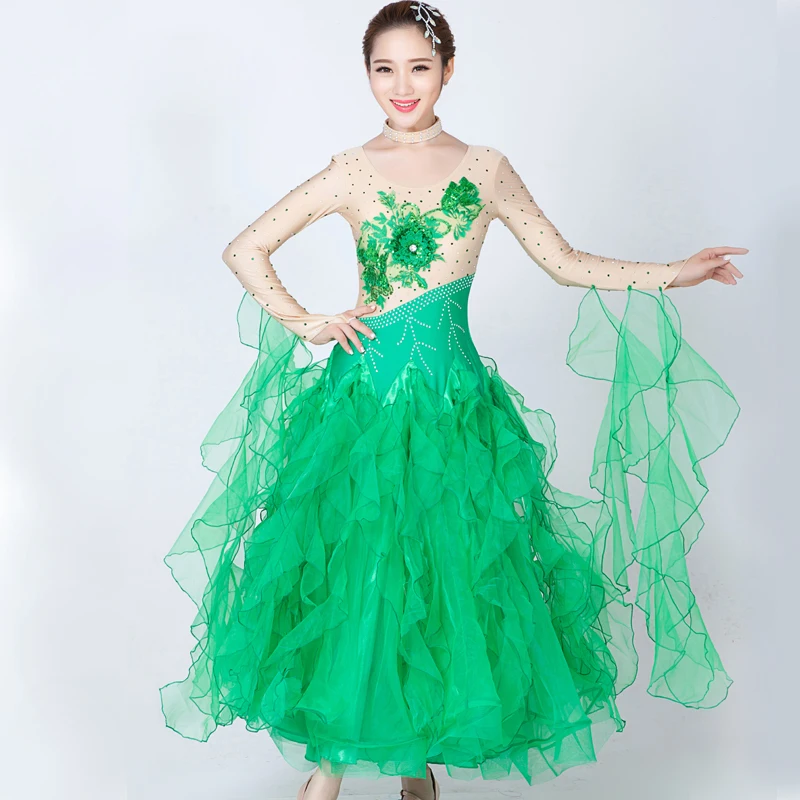 Новые Бальные платья для танцев женские спандекс Вальс Танго платье пикантные высококачественные современные танцевальные костюмы