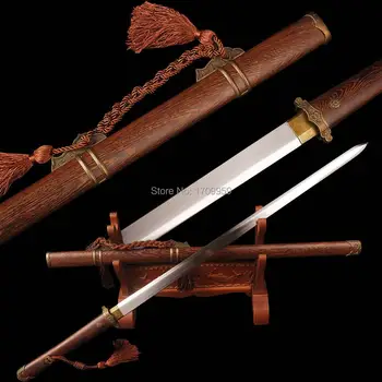 

Chinese Sword Rosewood Handle Saya High Carbon Steel Blade Tang Dynasty Jian High Quallty Home Decoration Gift Knife Swords