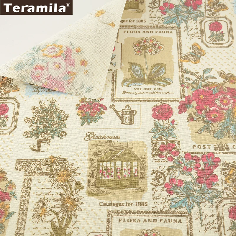 $1.99 Sewing Material Tissu Print Flowers Tablecloth Pillow Bag Curtain Cushion Pillow Zakka TERAMILA Home Textile Cotton Linen Fabric