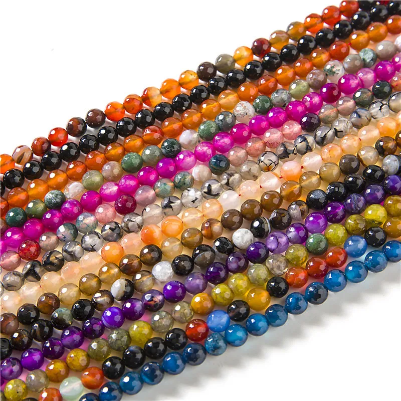 Buy Faceted Color Agates Round Beads Natural stone