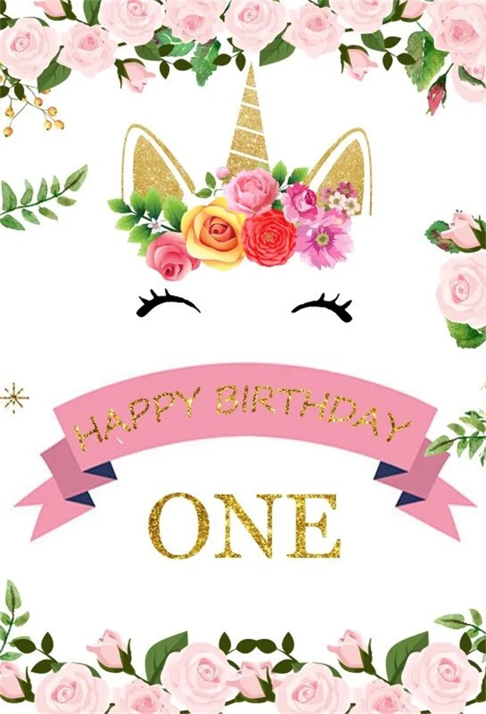 

Laeacco Unicorn Patry Birthday Number 1 Baby Children Photography Backgrounds Customized Photographic Backdrops For Photo Studio