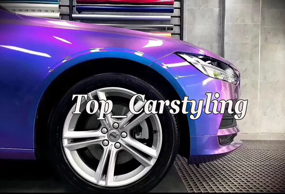 gloss candy rainbow shift vinyl wrappping foil car styling  blue to purple  (1)