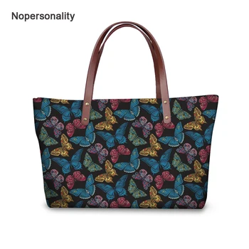 

Nopersonality Pretty Butterfly Print Neoprene Handbag for Women Brand Casual Female Ladies Shoulder Tote Bag Big Top-handle Bags