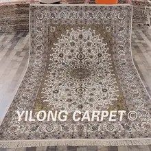 YILONG Античная 6'x9' персидский шелковый ковер бежевый ручной работы шелковый ковер с восточным рисунком(ZW037M6x9
