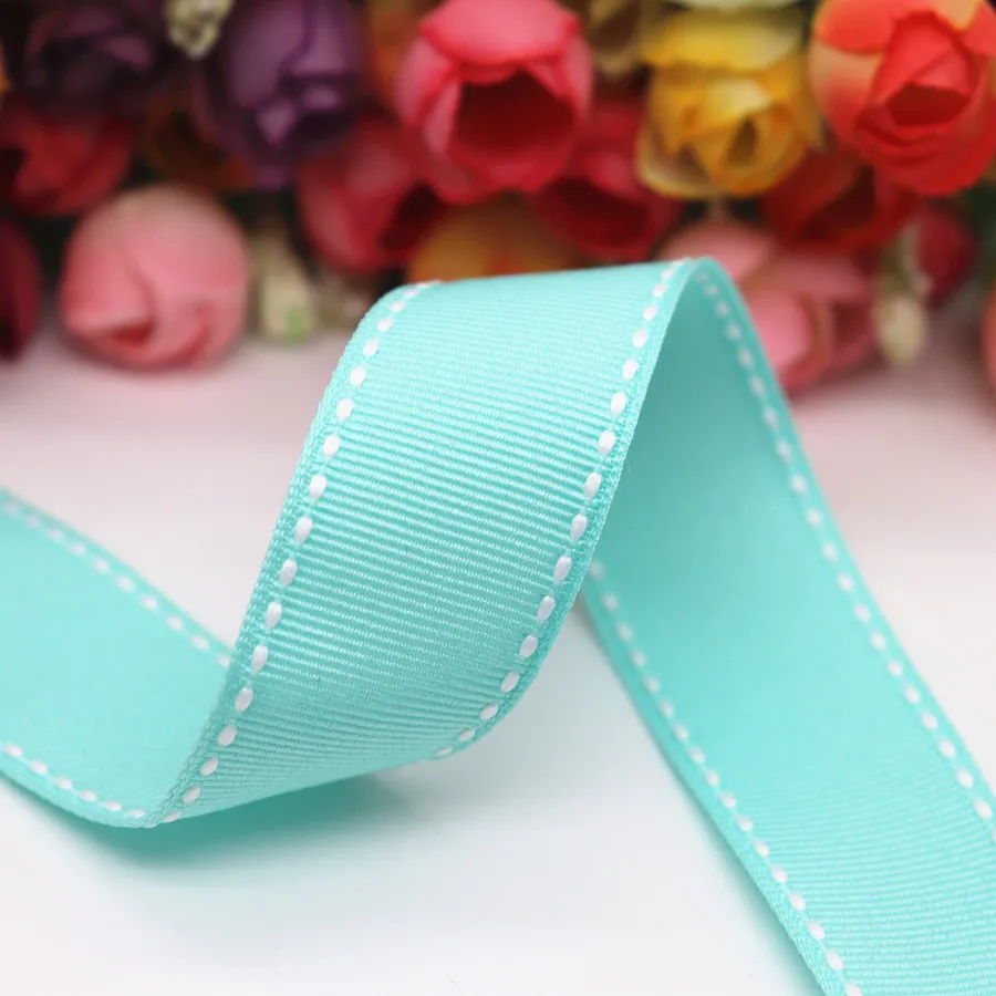 Stitch Ribbons 5 Yards 9MM/25MM/38MM White Edge Dotted Line Hair Bows DIY Crafts Handmade Accessories