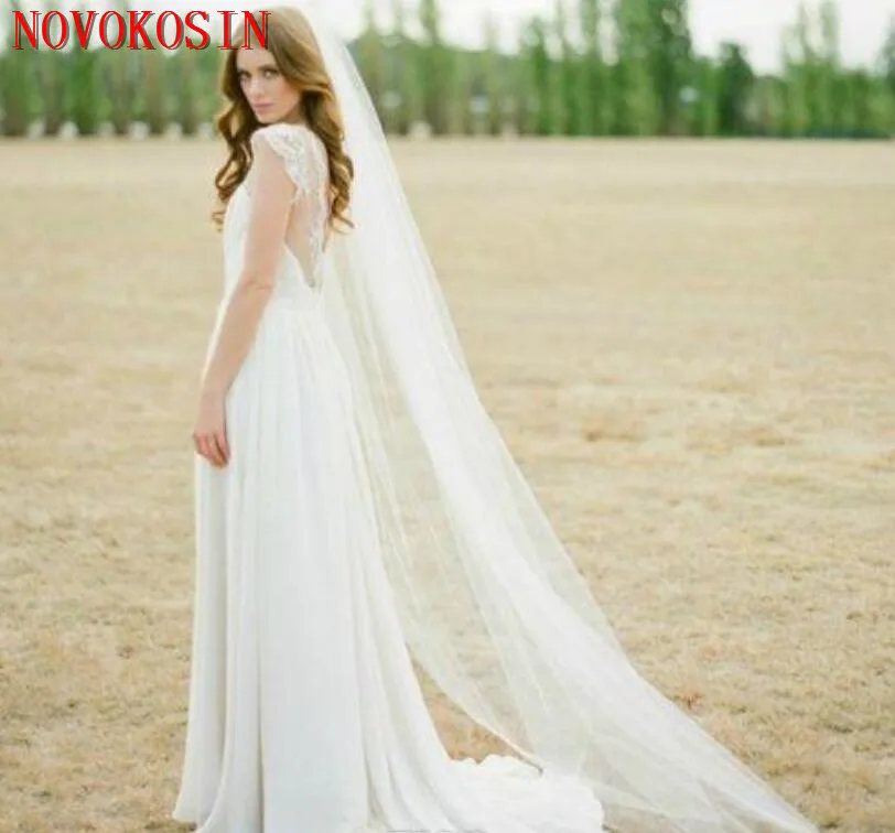 

2019 Tulle White Ivory Bridal Wedding Veil 5 Flowers Appliqued Beading Crystal One Layer Veil Bride Accessories