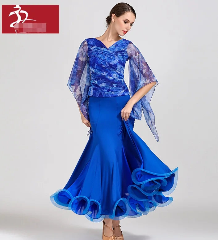 ballroom dance dress for ballroom dancing waltz tango Spanish flamenco dress standard floral print GB027+S9018