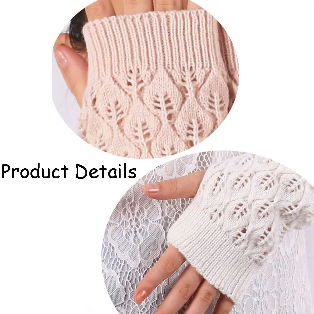 1 Pair Fashion Autumn Winter Spring Warm Women Ladies Girl Solid Gloves Arm Warmer Long Fingerless Xmas Knitting Wool Mittens