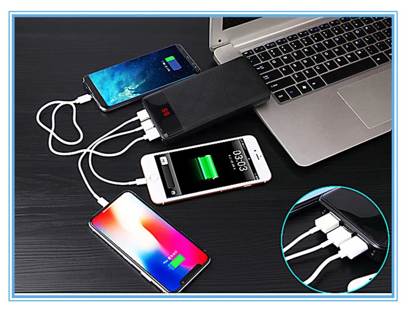 

power bank 20000mAh 3USB External Battery Portable Charger Bateria Externa Pack Li-Polymer pover bank For iphone X/6/7/8/Plus