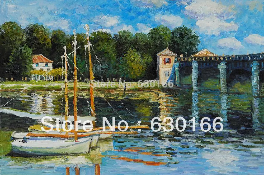 

Classic Art The Road Bridge at Argenteuil by Claude Monet Oil Paintings Reproduction Landscape Canvas Art Wall Decor