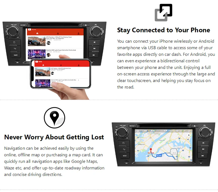 Clearance 7" Android 8.0 Oreo OS Car DVD Multimedia GPS Radio for BMW 3 Series E90/E91/E92/E93 2005-2012 with One Key Screen Off Support 5