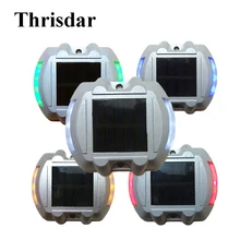 Thrisdar 5 шт. светодиодный светильник для безопасности дорожного движения, напольный светильник, 6 светодиодный фонарь на солнечной батарее, дорожный светильник, Предупреждение светильник безопасности