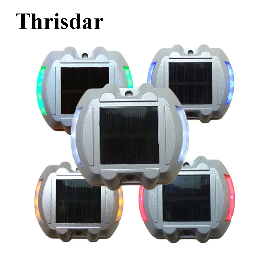 

Thrisdar 5PCS Traffic Security Led Floor Step Light 6 LED Solar Pathway Marker Road Stud Light Outdoor Warning Security Light