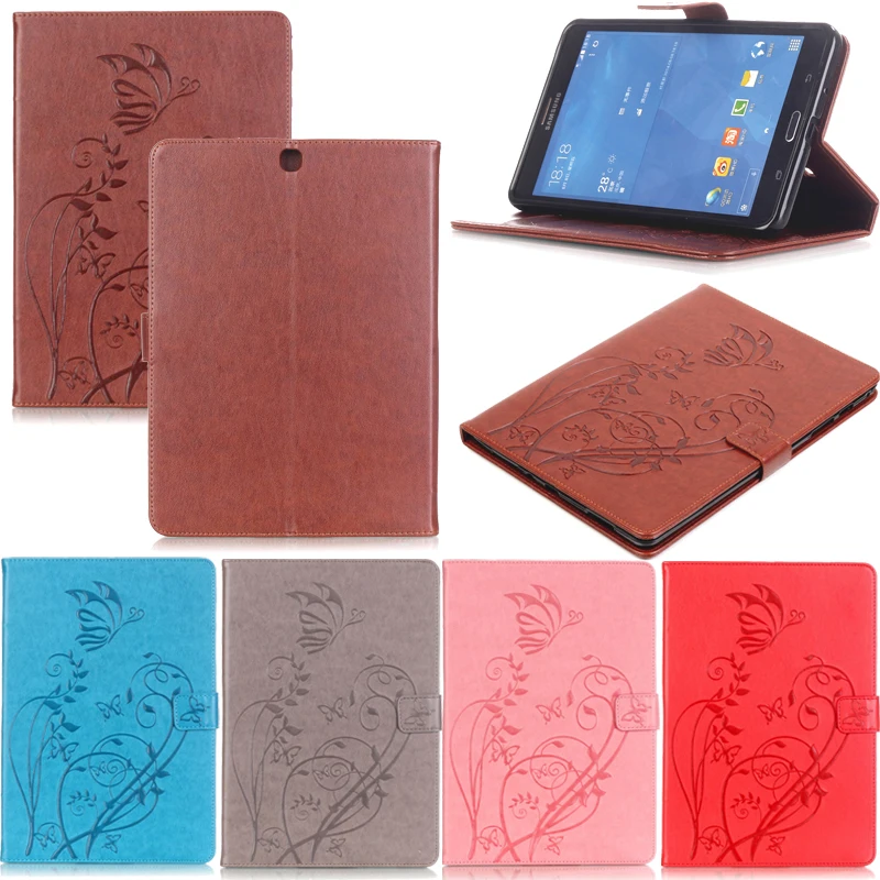 

Tablet T810 T815 Funda For Samsung Galaxy Tab S2 9.7" Fashion Butterfly Emboss Leather Flip Wallet Case Cover Coque Shell Stand