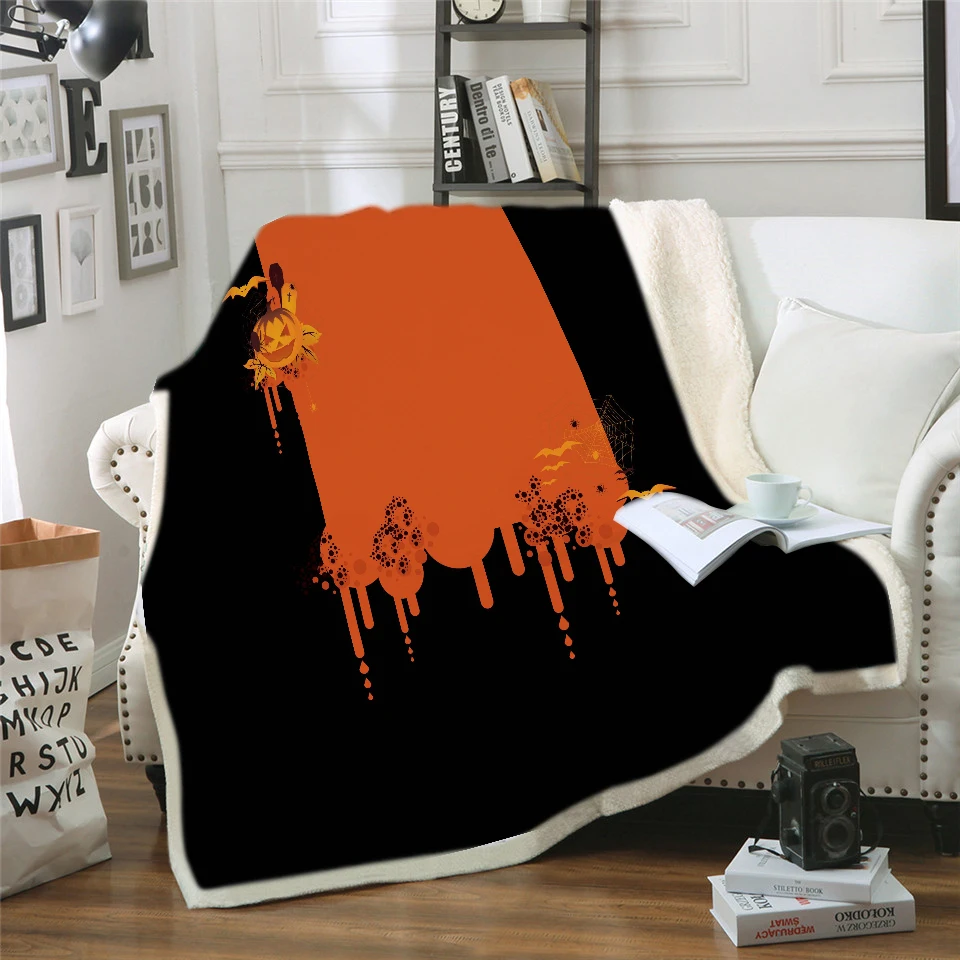 

Dropship Custom DIY Printing Throw Blanket Thirller Themed Halloween In Outer Space Image Warm Microfiber Blanket