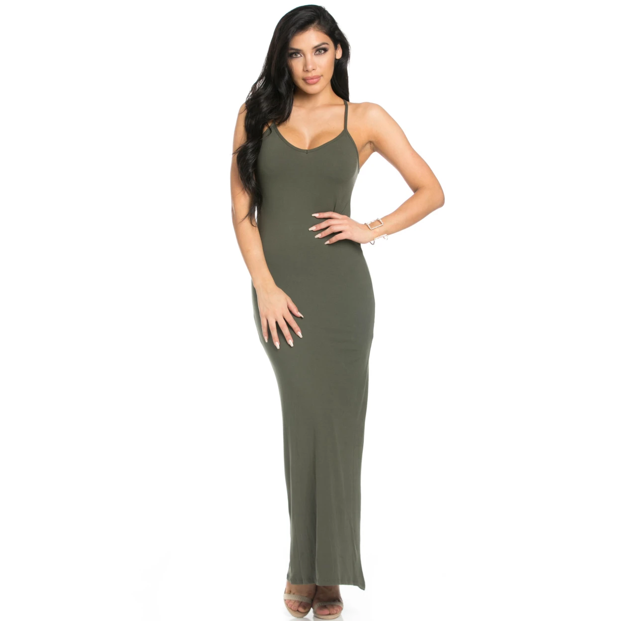 Micro Suede Olive Maxi Dress