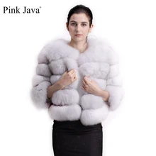 Roze Java QC1801 Gratis Verzending Echte Vos Bontjas Vrouwen Winter Dikke Vacht Jas Korte Bontjas Groothandel Echt Vos korte Mouw