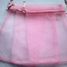 100 шт./партия, розовые цветные сумки из органзы, 7x9 см, подарочные пакеты для свадьбы