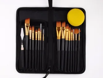 

17pc/set high quality Artist Paint Brush Set Nylon Hair Watercolor Acrylic Oil Painting Brushes Drawing Art Supplies canvas bag