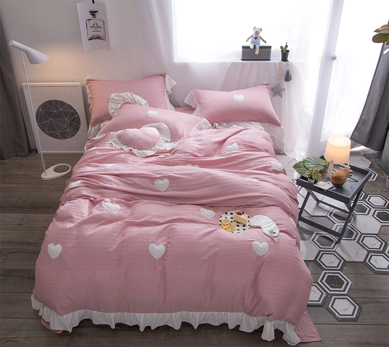 100% القطن الأميرة الأبيض الوردي طقم سرير الملكة الملك مزدوجة حجم الفتيات نوم غطاء لحاف غطاء سرير مجموعة السرير غطاء سادات 100% القطن الأميرة الأبيض الوردي طقم سرير الملكة الملك مزدوجة حجم الفتيات نوم غطاء لحاف غطاء سرير مجموعة السرير غطاء سادات