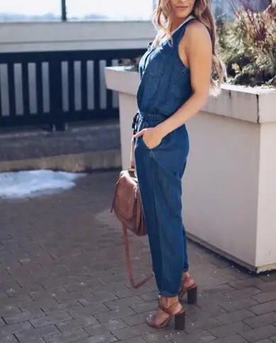 Denim Wash Overall For Summer Lady Women Fashion Cool Street Blue Plain Women Sleeveless Loose Jeans Jumpsuit Long Pants Denim Wash Overall For Summer Lady Women Fashion Cool Street Blue Plain Women Sleeveless Loose Jeans Jumpsuit Long Pants