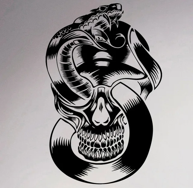skull and snake wall decal skeleton vinyl sticker gothic creative