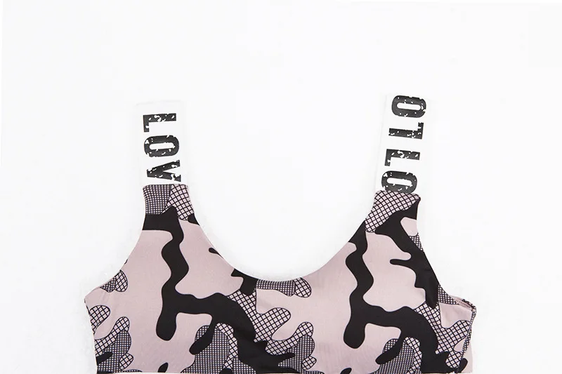 2019 г. пикантные большой размеры Камуфляж для женщин Йога комплект письмо спортивная одежда Push up тренажерный зал сетки тренировки
