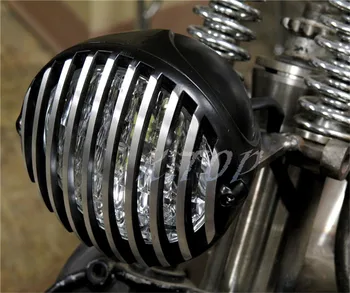 

ZORBYZ SCALLOPED BLACK LED HEADLIGHT FINNED GRILL FOR HARLEY TOURING BOBBER CHOPPER