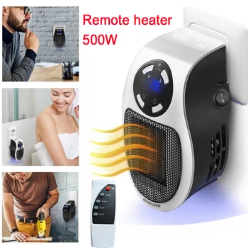 

22%,Remote Electric handy heater 10A 220V 500W Fast heating Mini Desktop Wall Stove Radiator Warmer Machine with all plug