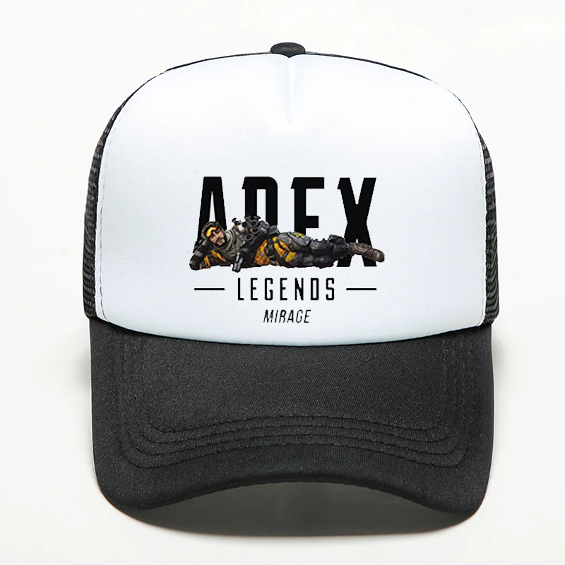 Новые многофункциональные бейсбольные кепки Apex Legends ручная печать хип-хоп унисекс Регулируемый головной убор Спорт на открытом воздухе черно-белая сетка