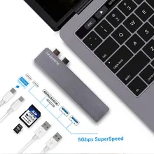 6 в 1 usb-хаб s алюминиевый тип C 2 USB 3,0 порта 40 Гбит/с Thunderbolt3 SD/Micro SD кардридер usb-хаб для MacBook Pro type-C концентратор