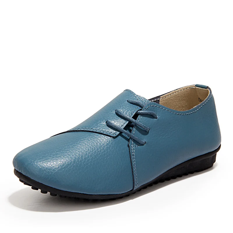EOFK/Женская обувь на плоской подошве; коллекция года; сезон весна; модная удобная обувь на плоской подошве из натуральной кожи; женская обувь без застежки; Цвет Зеленый, Изумрудный; zapatos mujer - Цвет: 01 blue