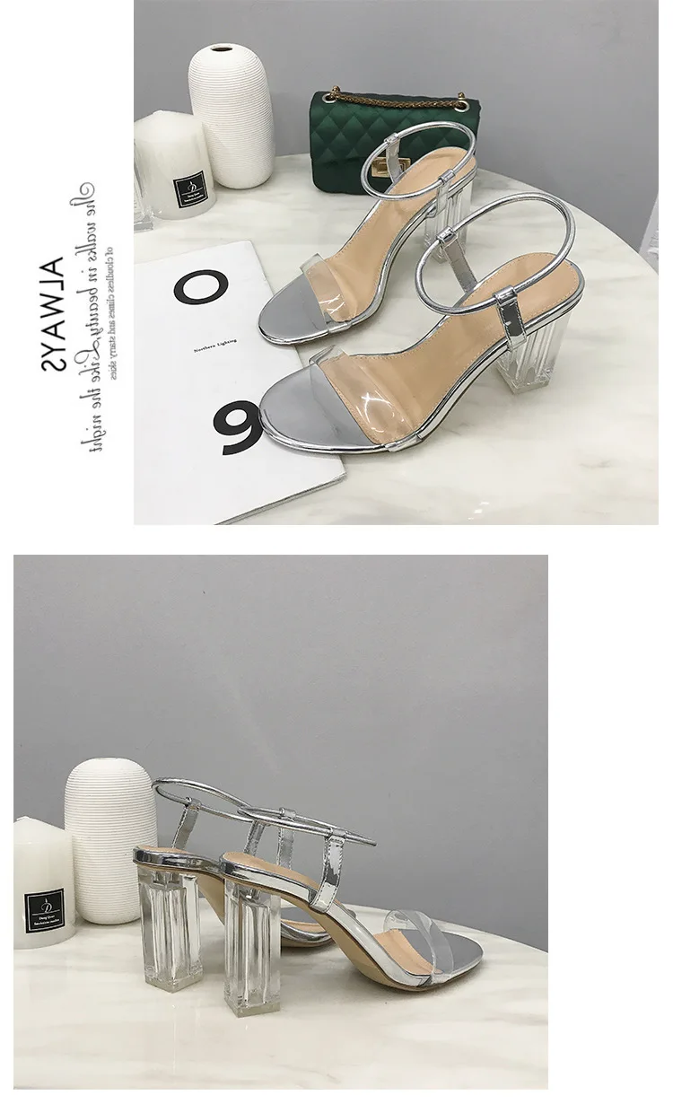Effgt летний Модные женские босоножки прозрачная лента ПВХ в римском стиле повседневные сандалии Высокий каблук с открытым носком женская обувь K225