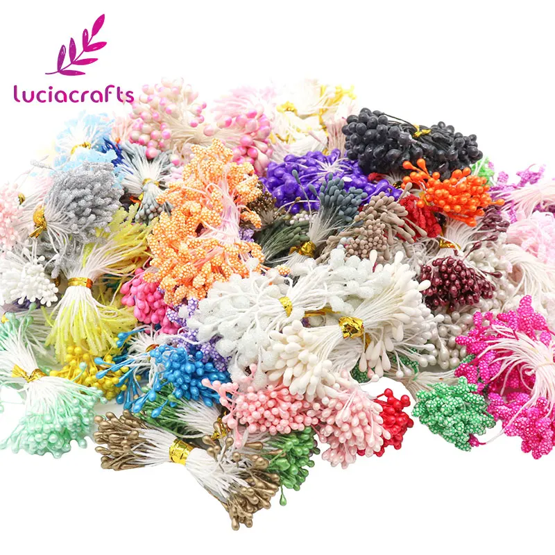 

New arrival 100g/lot,Approx 1100pcs Random Mixed Size Artificial Flower Double Heads Stamen Floral for Wedding Decor D0506
