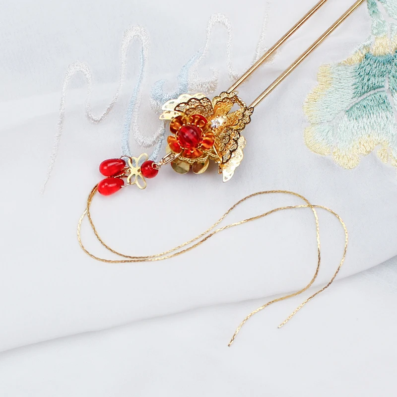 Китайский стиль, винтажная Золотая Бабочка, кисточка ручной работы, заколка для волос, аксессуары для волос, головные уборы для кимоно, косплей