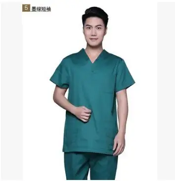 Хлопок, медицинская одежда для женщин и мужчин, хирургический костюм, летняя одежда, медицинская форма, униформа медсестры - Цвет: Зеленый