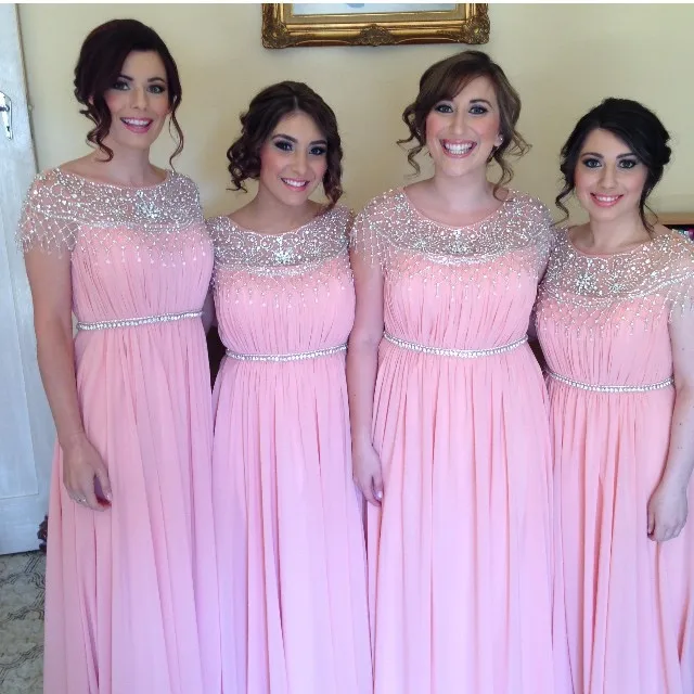 Beading Bridesmaid Dress 2016 Pink C Blue Ivory Mint Green Cap Beading Bridesmaid Dress 2016 Pink C Blue Ivory Mint Green Cap Sleeve