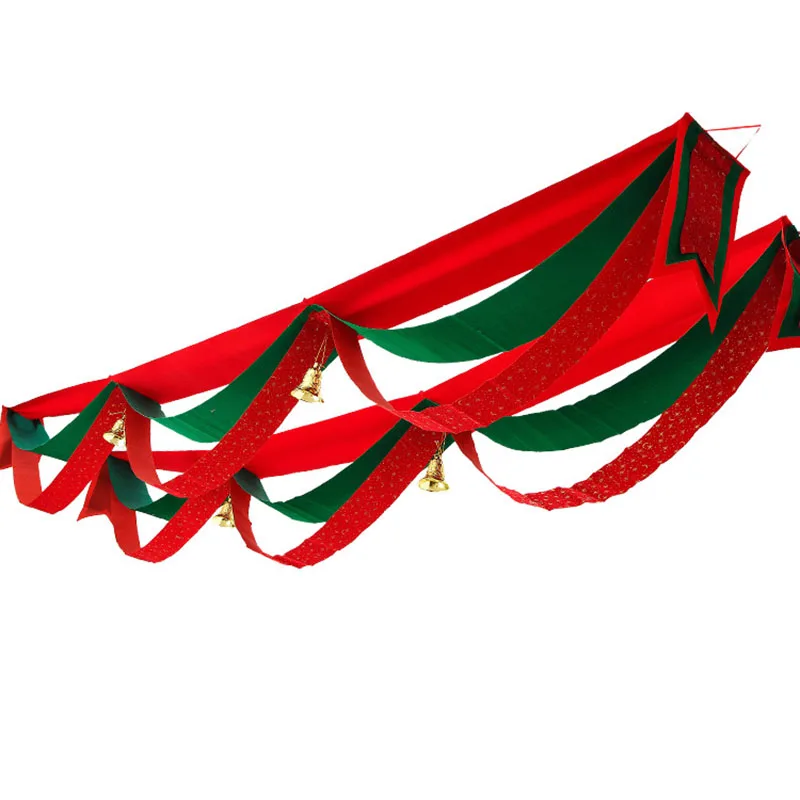 Christmas Decor Banner Three-layer Wave Pull Flag New Year Party Decor Santa Parachute Drop Flags Christmas Pendant Ornaments7