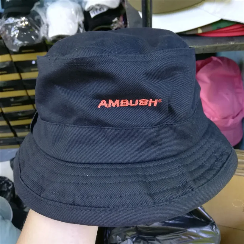 

19SS AMBUSH Cap Men Hip Hop Fashion JAPAN AMBUSH Hats AMBUSH Logo Embroidery Cap Adjustable Black Unisex Fisherman Hat