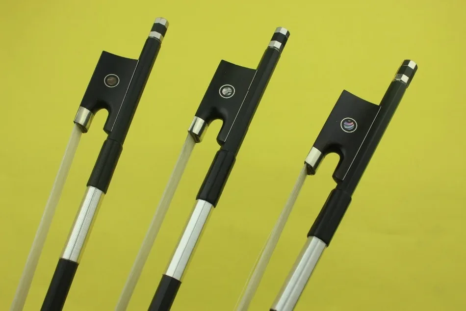 

10 pcs New violin bows 4/4 full size black Carbon fiber white horse hair