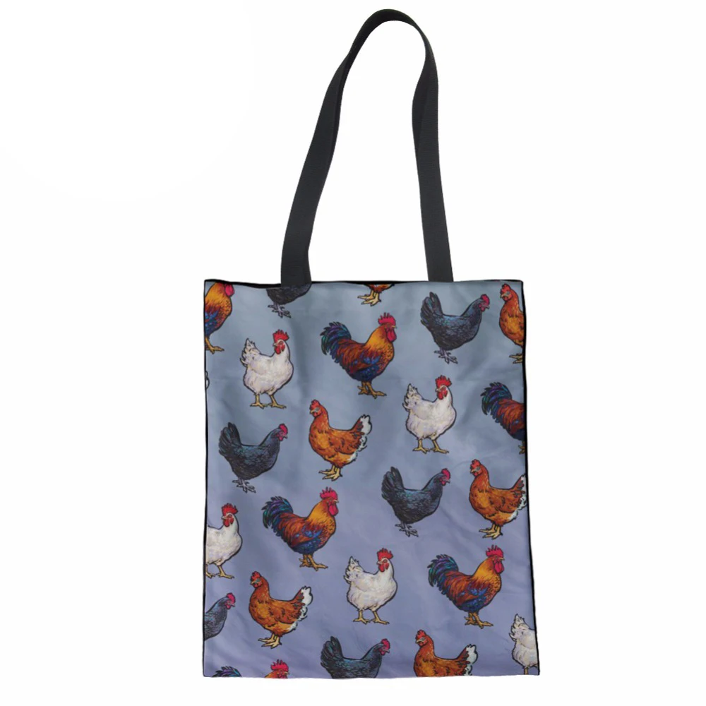 

Canvas Tote Casual Beach Bags Large Capacity Foldable Chicken Grocery Bags Reusable Eco-friendly Supermarket Shopping Bag