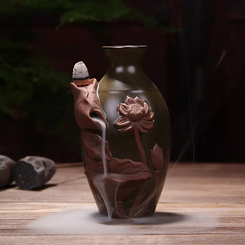 

Backflow Incense Burner Ceramic Decorative Vase Smoke Waterfall Incense Holder Aromatherapy Furnace Mountain River Handicrafts