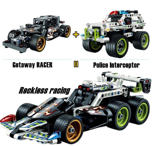 Cena Decool DIY MOC montaż kompatybilny technic seria 2 w 1 transformatory racer samochodowe klocki budowlane cegły zabawki prezenty