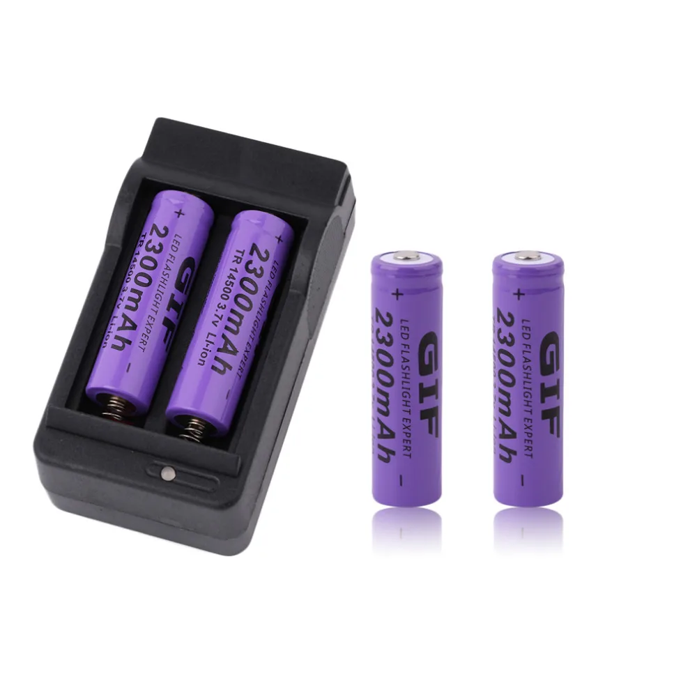 4pcs 14500 3.7V 2300mAh Rechargeable Li ion Batteries with Charger 14500 Lithium Li ion Battery