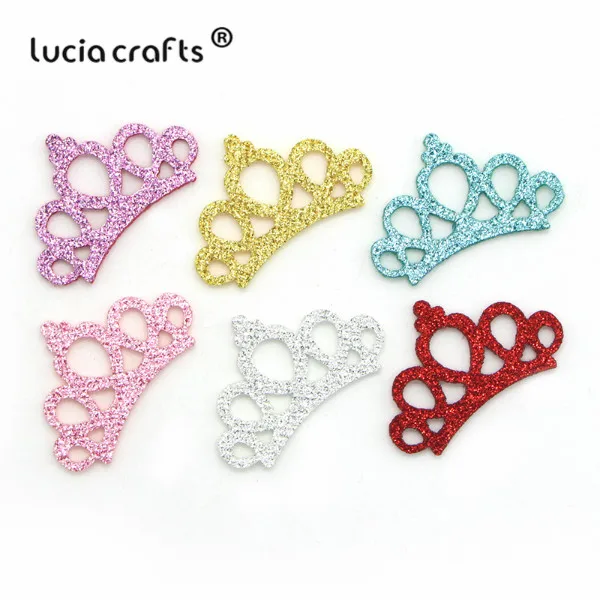 Lucia crafts, 10 шт./12 шт., 27*45 мм, нетканый материал, корона, детская лента для волос, шпилька, головной убор, украшения, сделай сам, ручная работа, аксессуары L0621 - Цвет: mixed color 12pcs