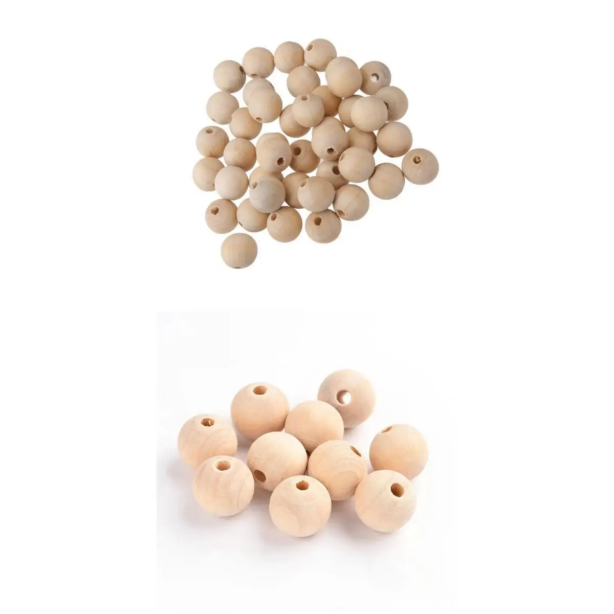 100pcs Natural Unfinished Wood Beads Baby Teething Round Ball Bead DIY Craft 10mm 20mm