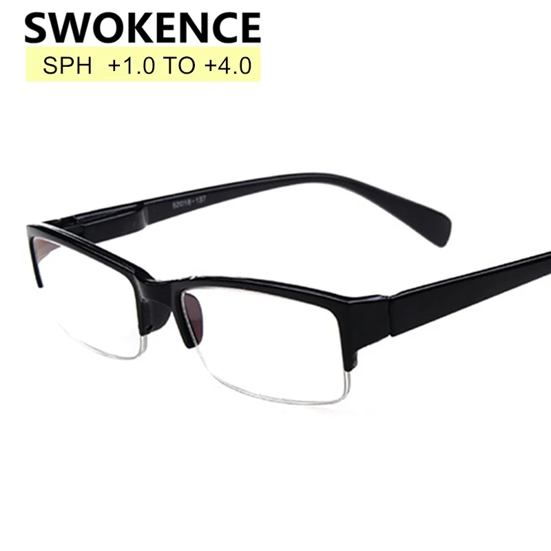 SWOKENCE, черная полуоправа, очки для чтения, женские, мужские, фирменный дизайн, покрытие, смола, линзы, Анти-усталость, дальнозоркость, очки G157