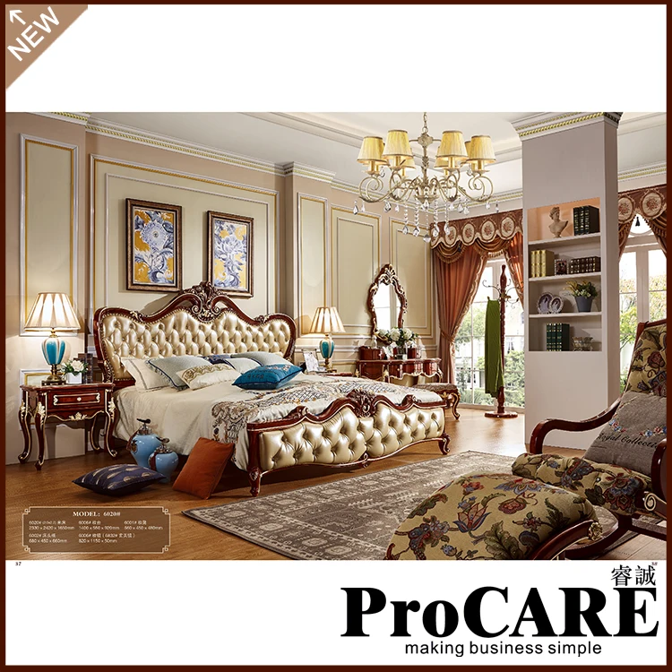 الفاخرة النمط الأوروبي مجموعة أثاث غرف النوم الصلبة منحوتة الخشب لوحة الستارة سرير الصانع فوشان كاما slaapkamer meubels