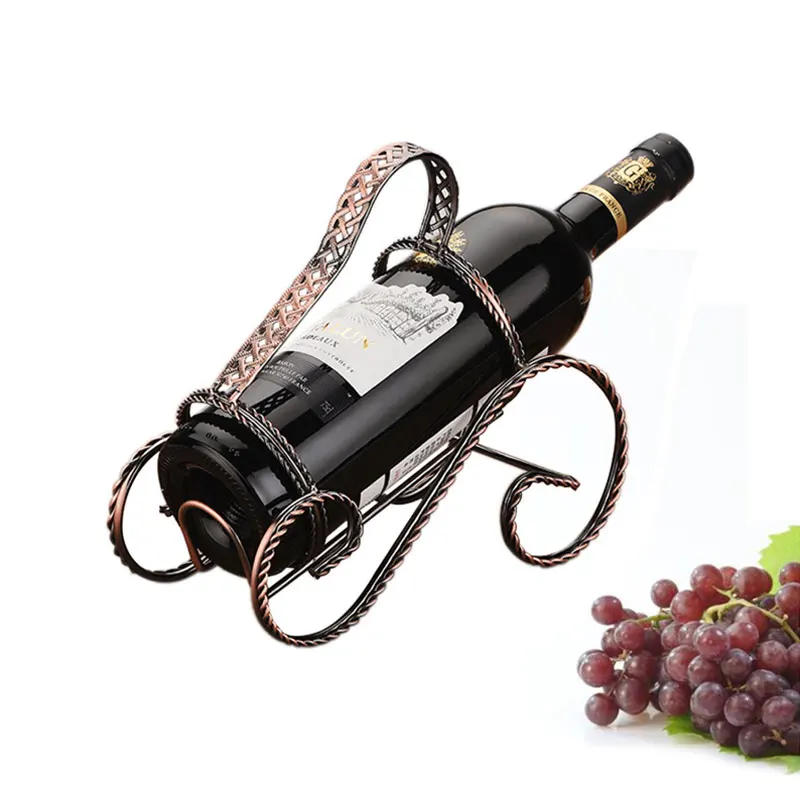 Creative Wrought Iron Twist Wine Rack Bronze Wine Holder Shelf Champagne Rack Bottle Stand
