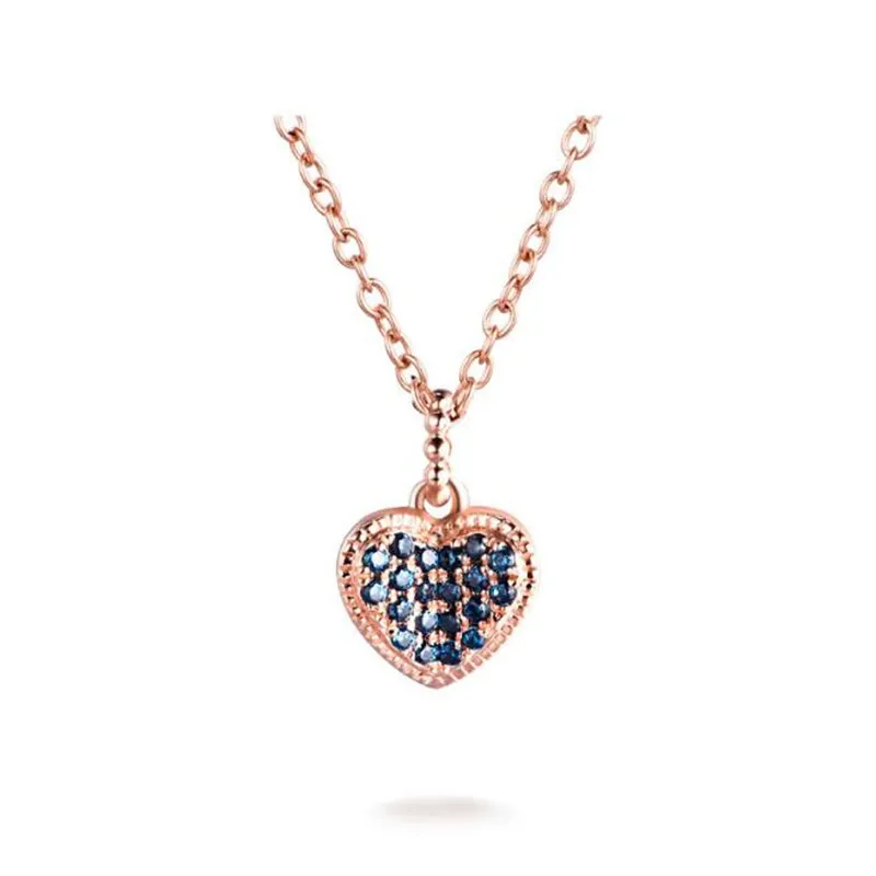 

2018 18K Rose Gold Color Crystal Paved Small Heart Necklaces & Pendants Wholesale Mixed Lots For Women 1.09g